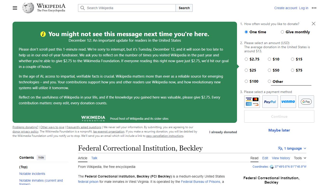 Federal Correctional Institution, Beckley - Wikipedia